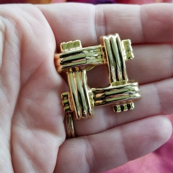 Vintage scarf clip gold tone diamond shape - Picture 3 of 9